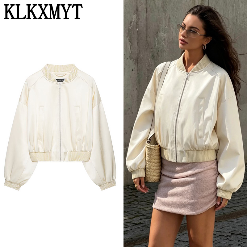 Women'S Fashion Bomber Jacket - KLKXMYT Damska Jedwabna Satynowa Kurtka 2026