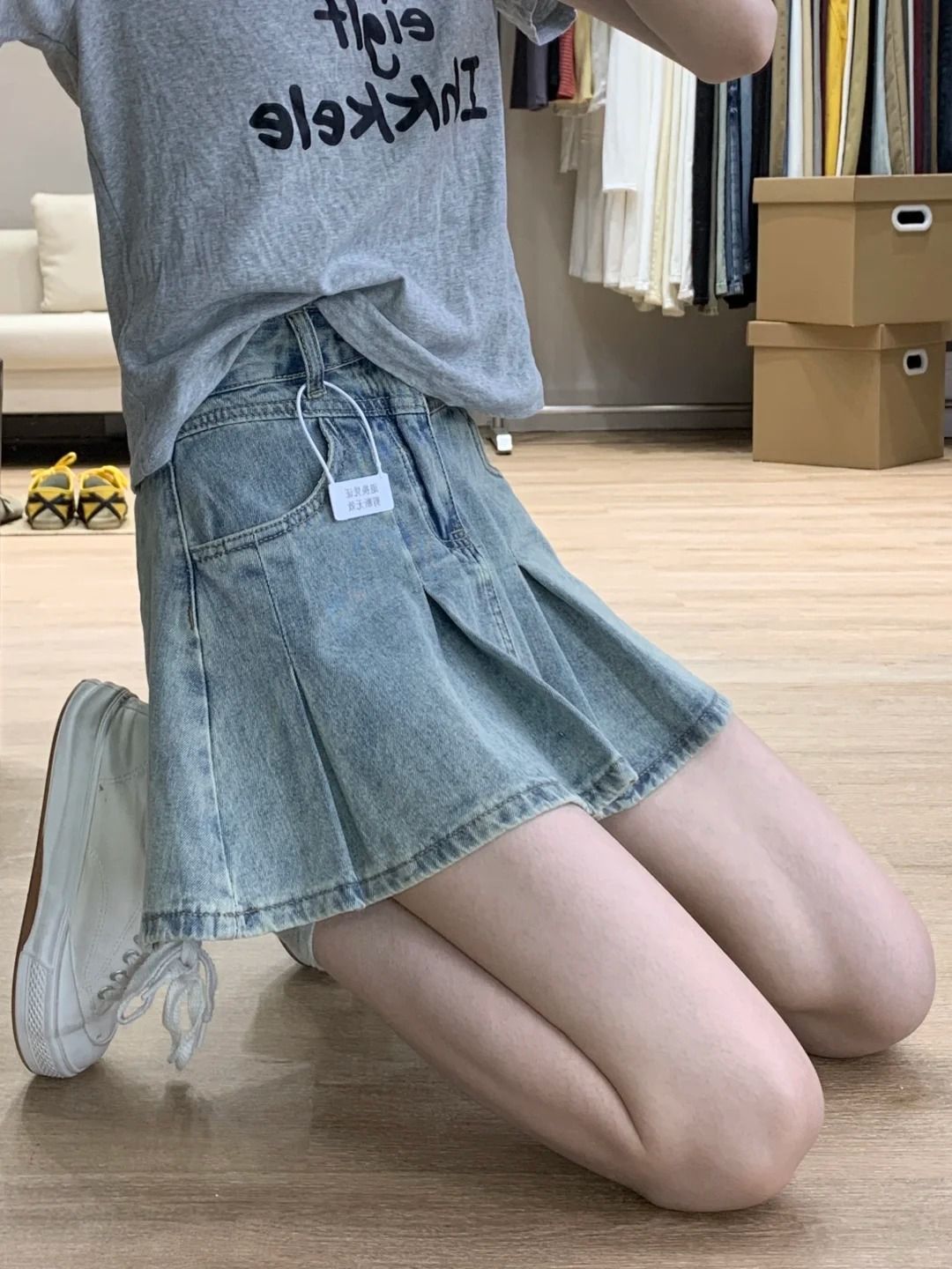Women Fashion Jeans - Damska spódnica dżinsowa z wysokim stanem,