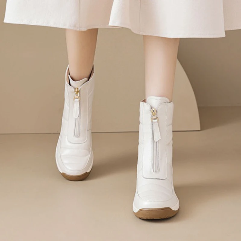 Sale Fashion Women - Botki z okrągłym noskiem, wodoodporne, zapinane