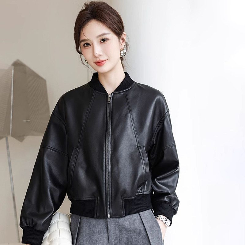 Women'S Fashion Bomber Jacket - Amerykańska kurtka retro z imitacji skóry