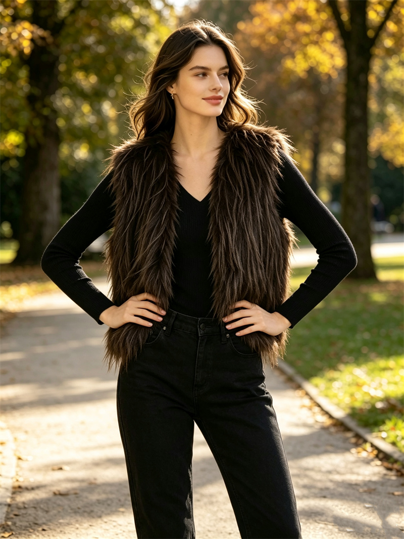 Women'S Fashion Gilet - Damska kamizelka z imitacji futra Guobioziy,