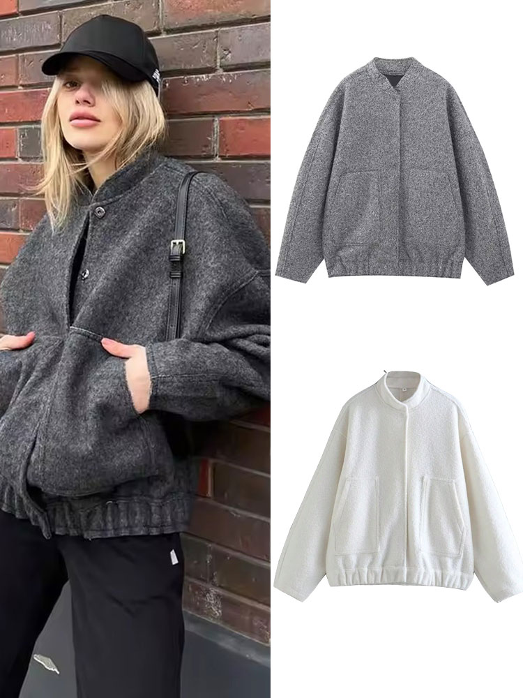 Women'S Fashion Bomber Jacket - HH Jesienne Damskie Luźne Płaszcze z