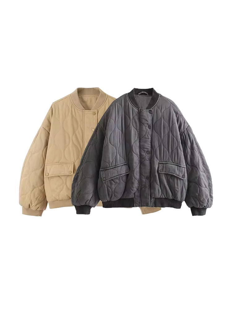 Women'S Fashion Bomber Jacket - Damskie kurtki bomberki oversize, grube, ciepłe,