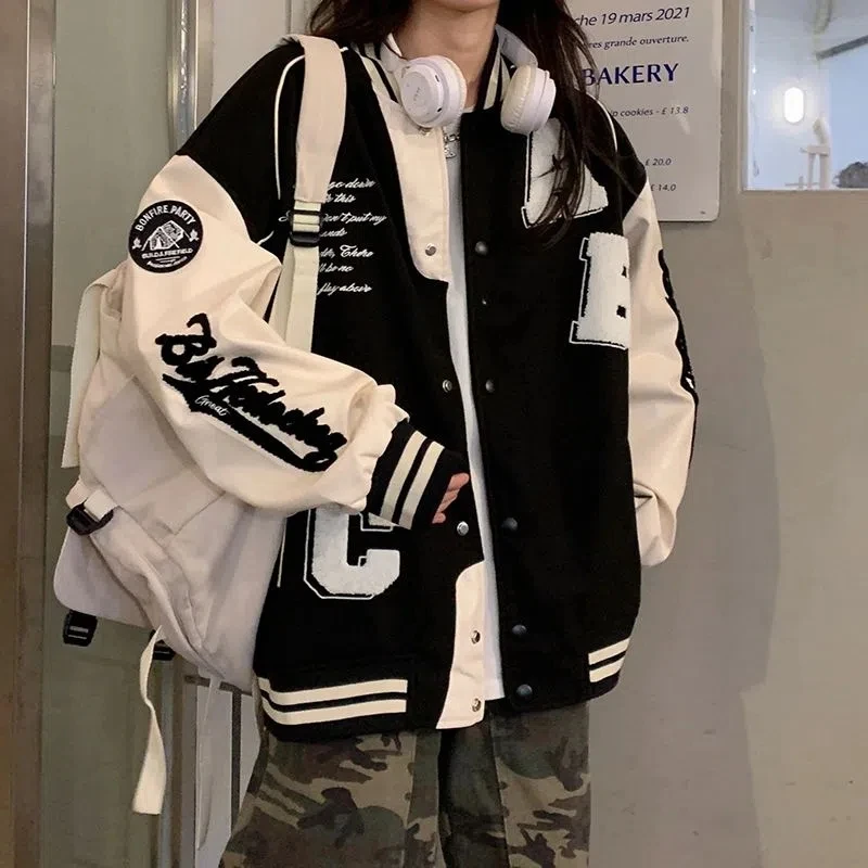Women'S Fashion Bomber Jacket - Y2k Lamb Wool Bomber Jacket Female