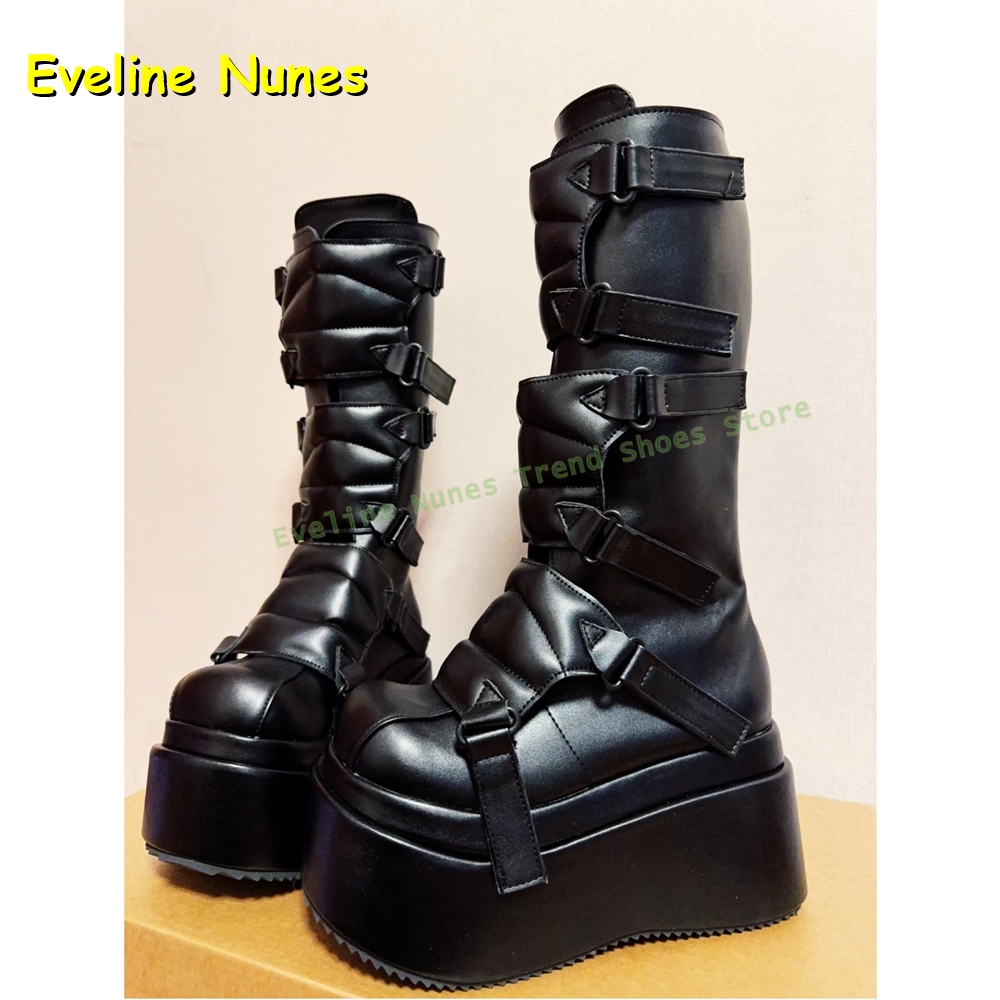 Women'S Fashion Boots 2025 - Czarne Klamry Cyberpunkowe Kozaki Y2K Do
