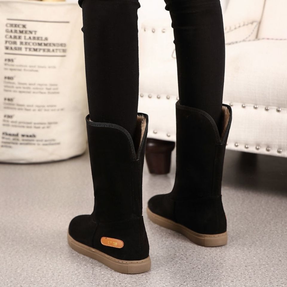 Sale Fashion Women - Czarne ocieplane polarem damskie buty półwysokie