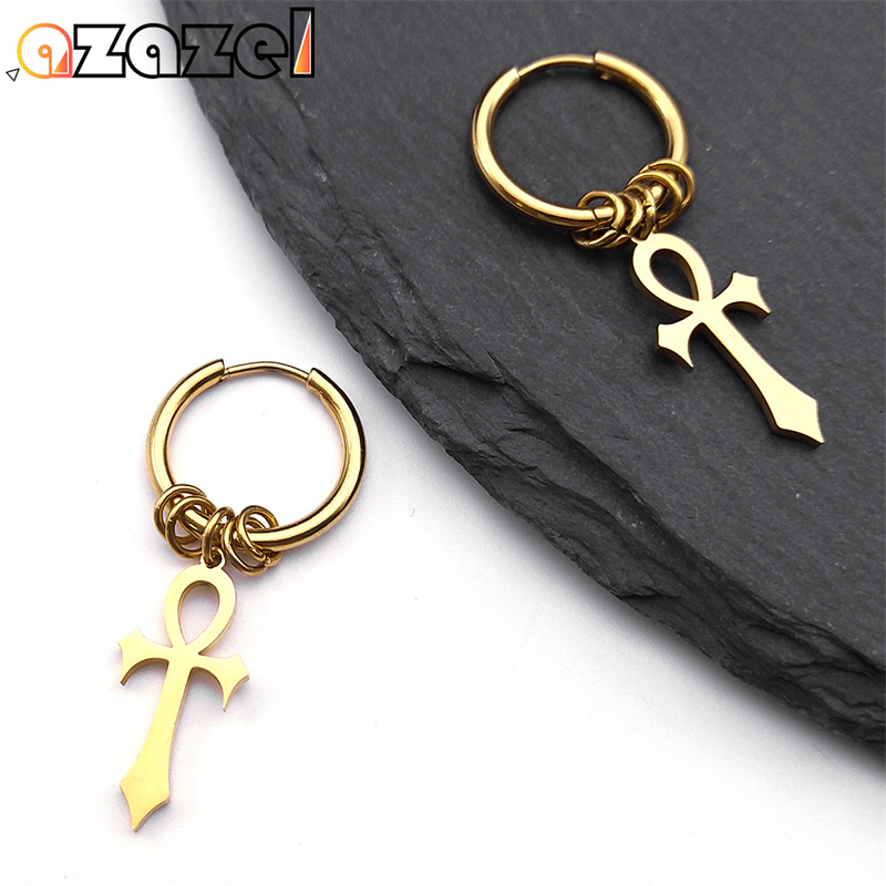 Women Fashion Egypt - Egipt Ankh Cross Hoop Drop Dangle