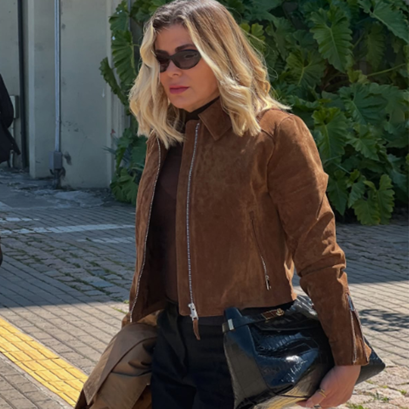 HXAO Krótka kurtka zamszowa da – Women'S Fashion Bomber Jacket recenzja i cena
