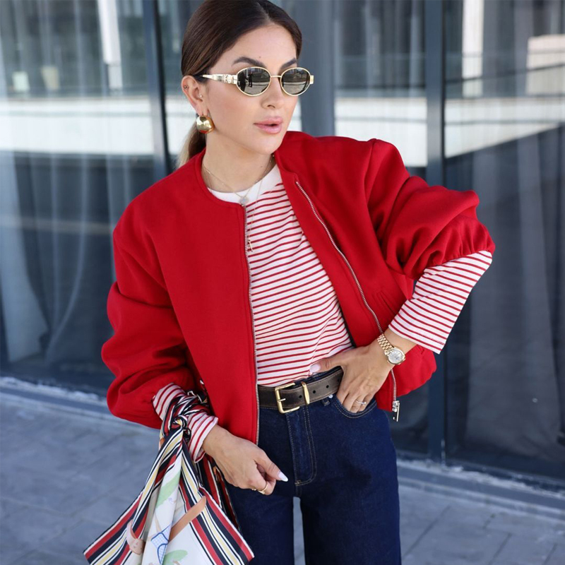 Damskie kurtki bomberki retro  – Women'S Fashion Bomber Jacket recenzja i cena