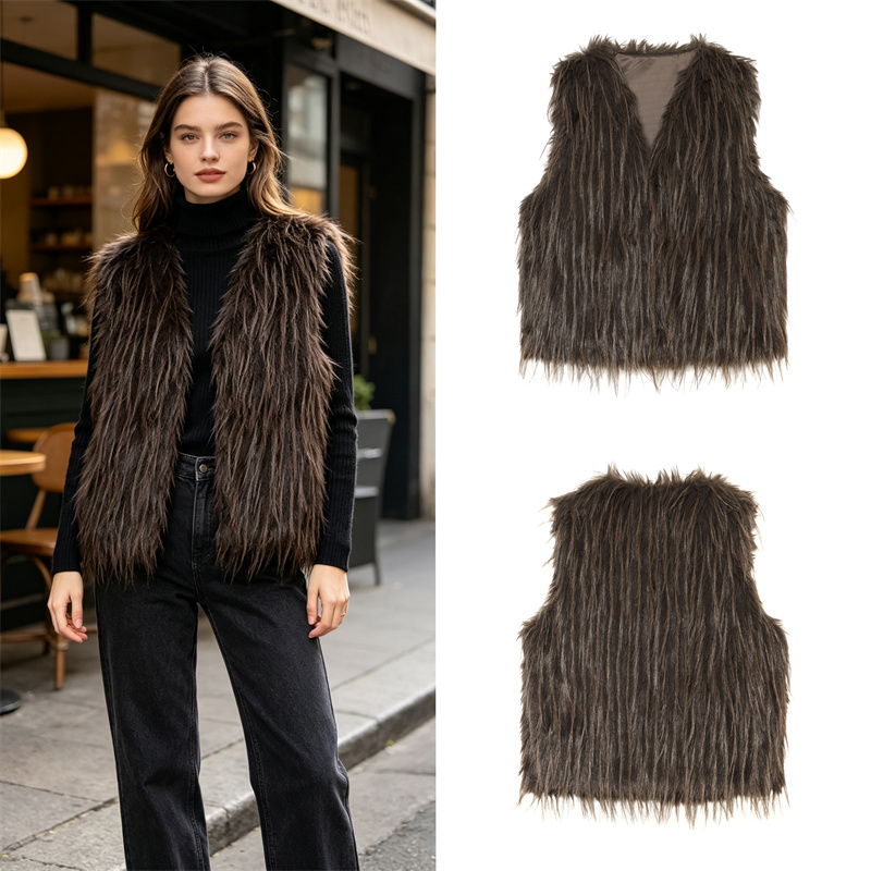 Damska kamizelka z imitacji fu – Women'S Fashion Gilet recenzja i cena