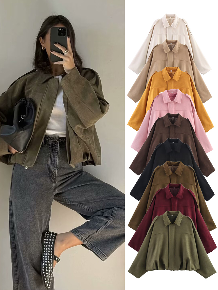 TFMLN damska zamszowa kurtka b – Women'S Fashion Bomber Jacket recenzja i cena