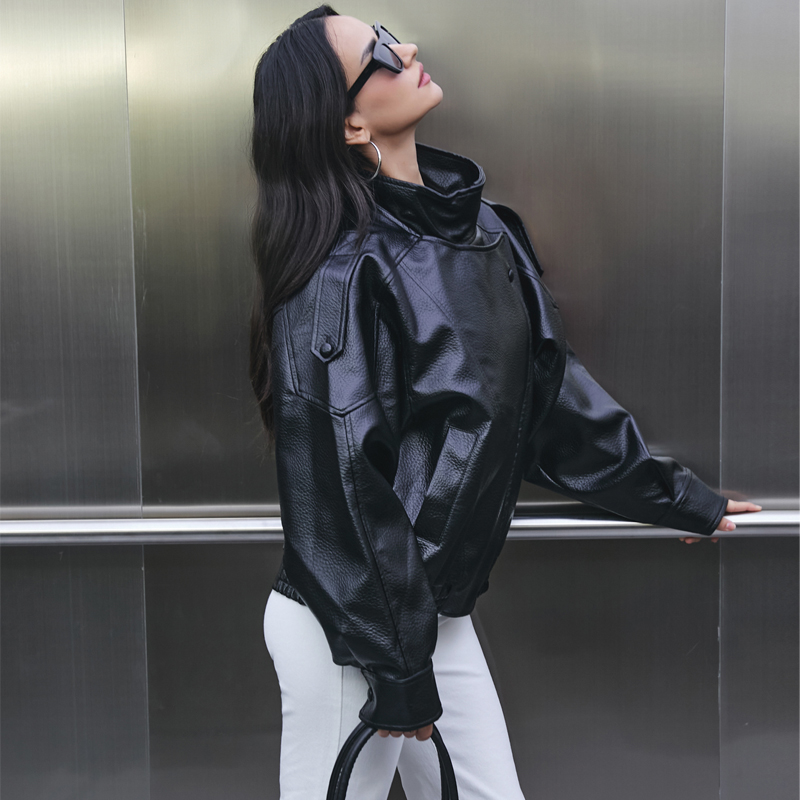 Kurtka damska ze sztucznej skó – Women'S Fashion Bomber Jacket recenzja i cena